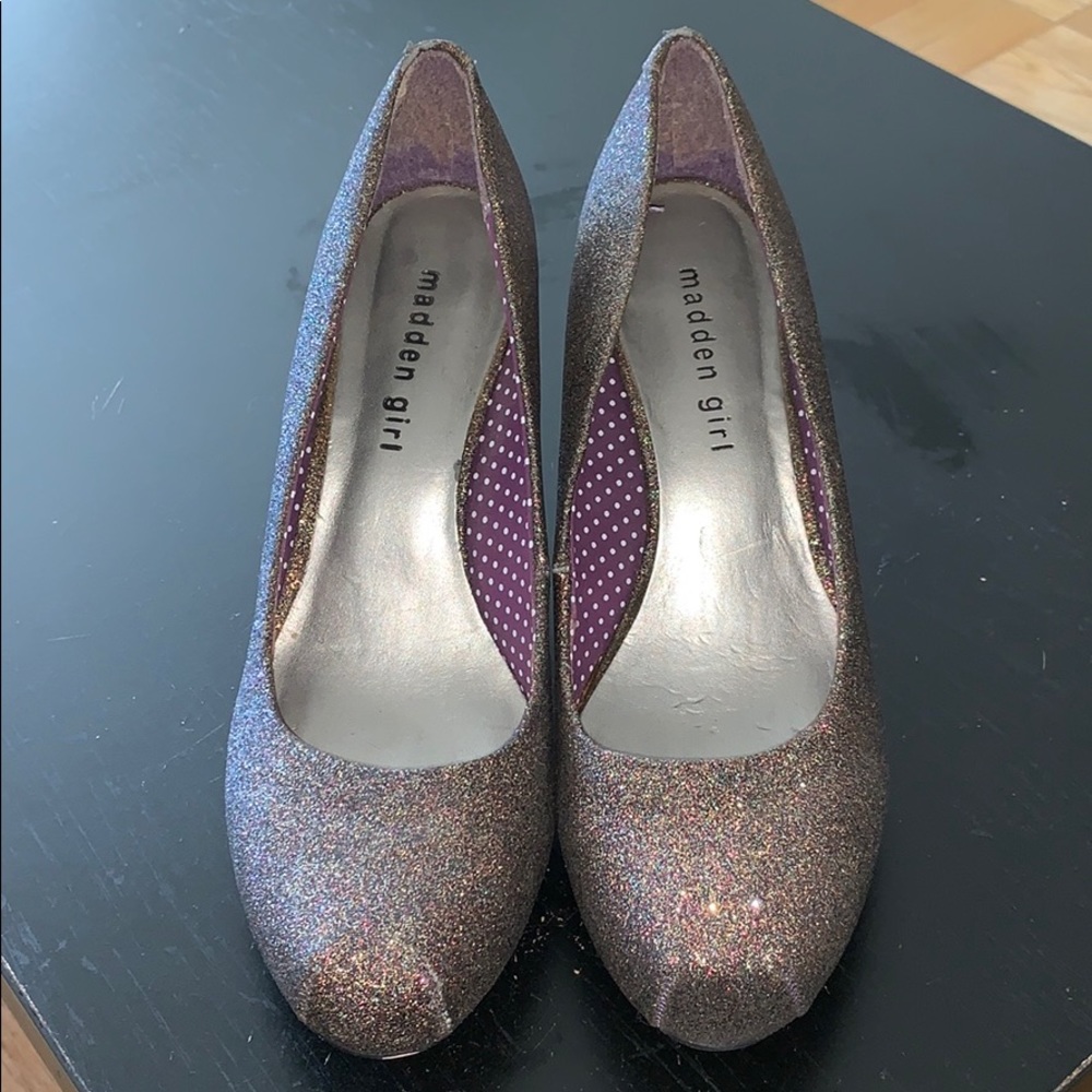 Madden girl heels. Super fun multi-color glitter